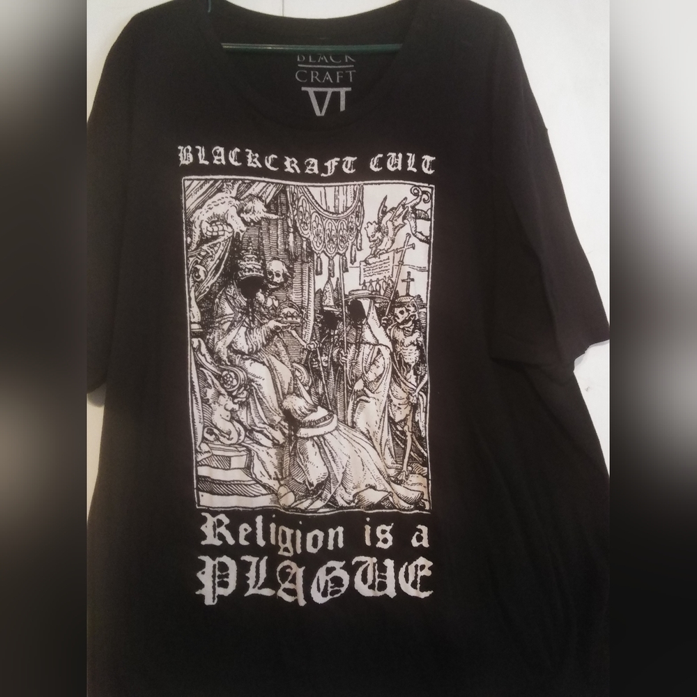 3X Blackcraft Cult Religion is a plague shirt